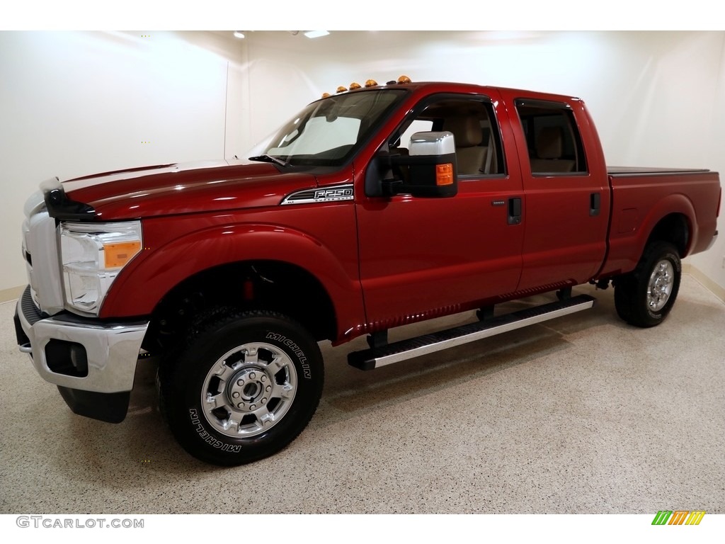 2016 F250 Super Duty XLT Crew Cab 4x4 - Ruby Red Metallic / Adobe photo #3