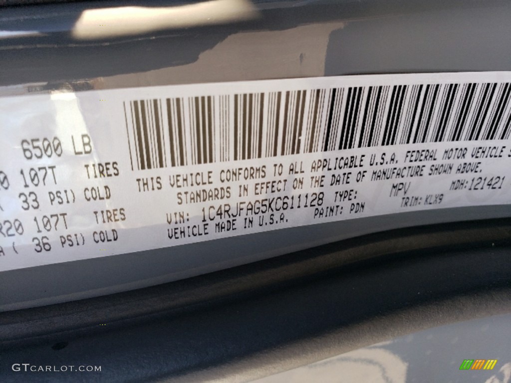 2019 Grand Cherokee Color Code PDN for Sting-Gray Photo #131455822