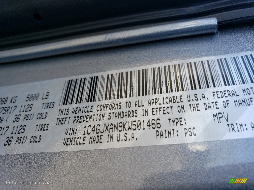 2019 Wrangler Color Code PSC for Billet Silver Metallic Photo #131456476