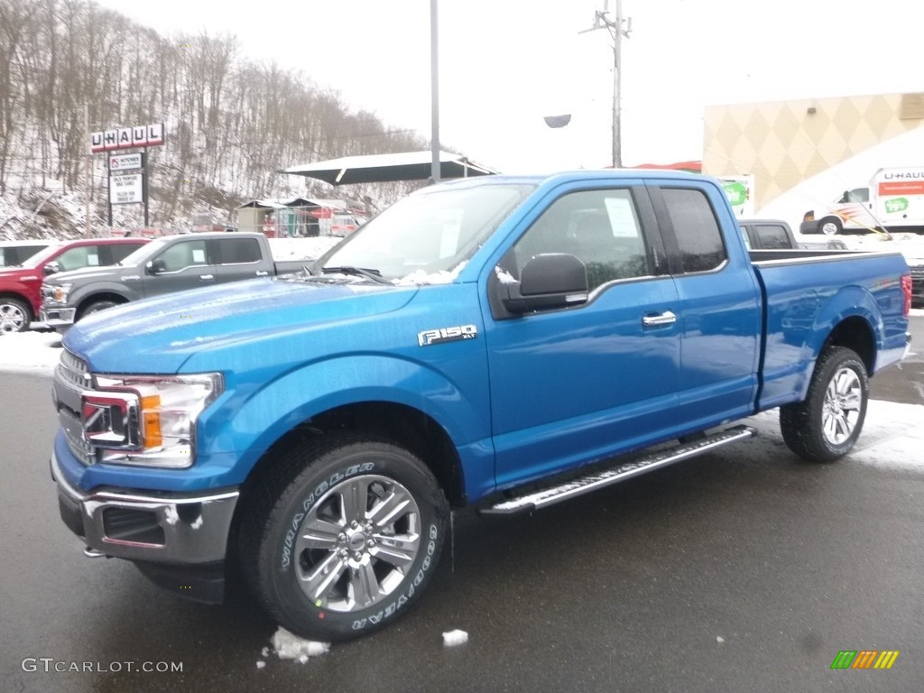 2019 F150 XLT SuperCab 4x4 - Velocity Blue / Earth Gray photo #5