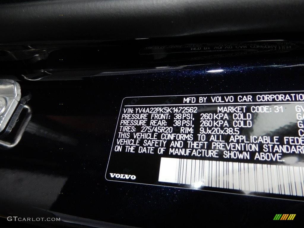 2019 XC90 T6 AWD Momentum - Magic Blue Metallic / Charcoal photo #11