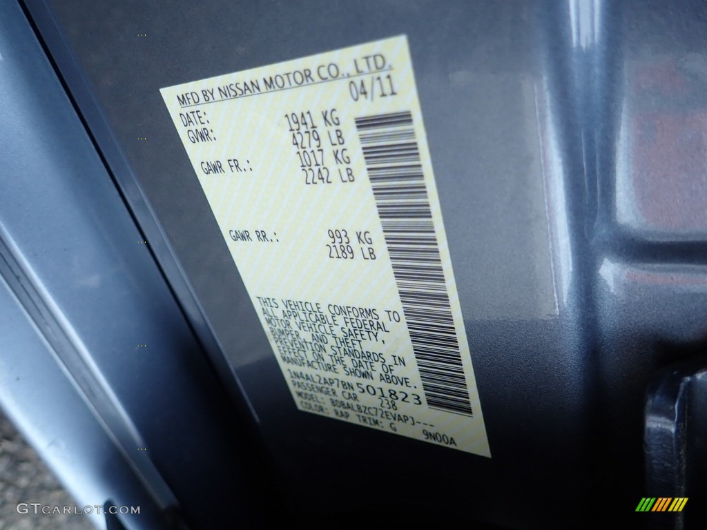 2011 Altima 2.5 S - Ocean Gray / Charcoal photo #24