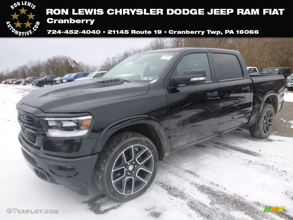 2019 1500 Laramie Crew Cab 4x4 - Diamond Black Crystal Pearl / Black photo #1