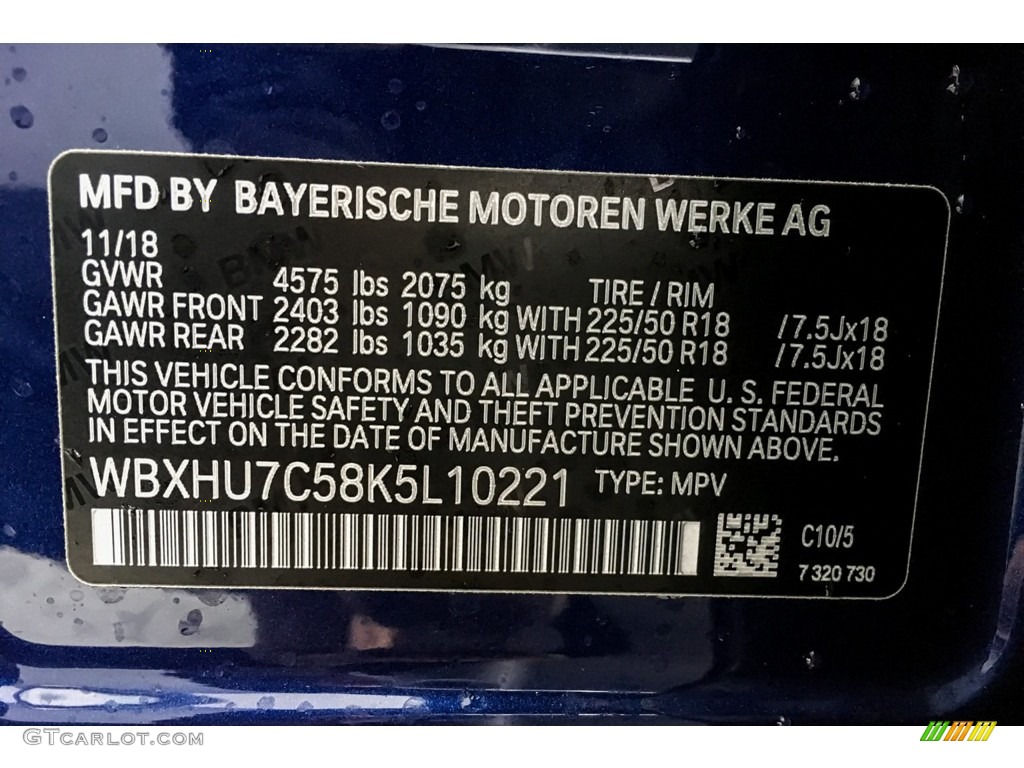 2019 X1 Color Code C10 for Mediterranean Blue Metallic Photo #131509300