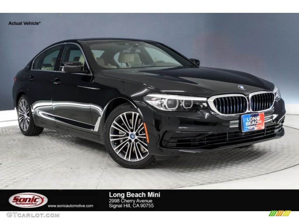 2019 5 Series 530e iPerformance Sedan - Jet Black / Canberra Beige/Black photo #1