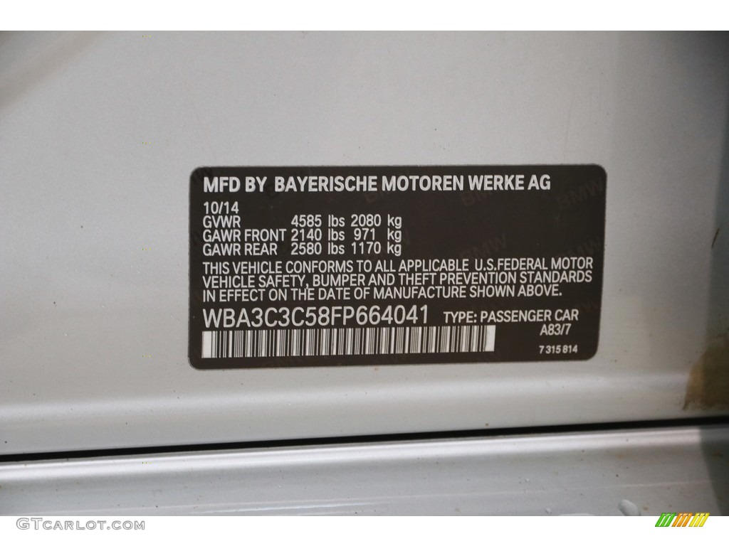 2015 3 Series 320i xDrive Sedan - Glacier Silver Metallic / Black photo #22
