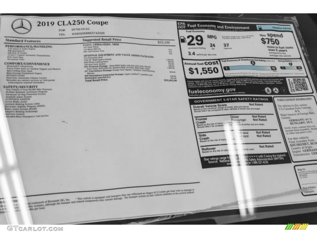 2019 CLA 250 Coupe - Polar White / Black photo #10