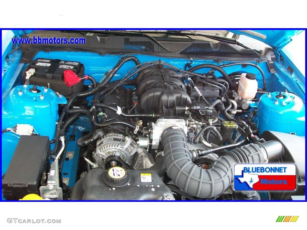 2010 Mustang V6 Coupe - Grabber Blue / Stone photo #11