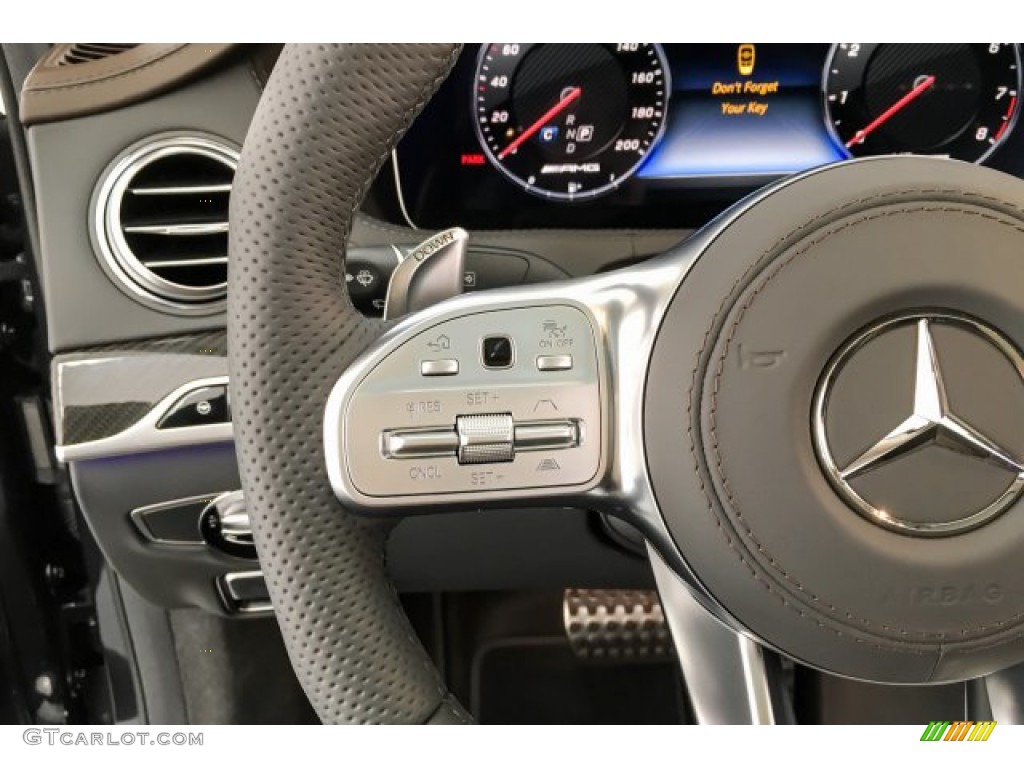 2019 Mercedes-Benz S AMG 63 4Matic Sedan Magma Grey/Espresso Brown Steering Wheel Photo #131573170