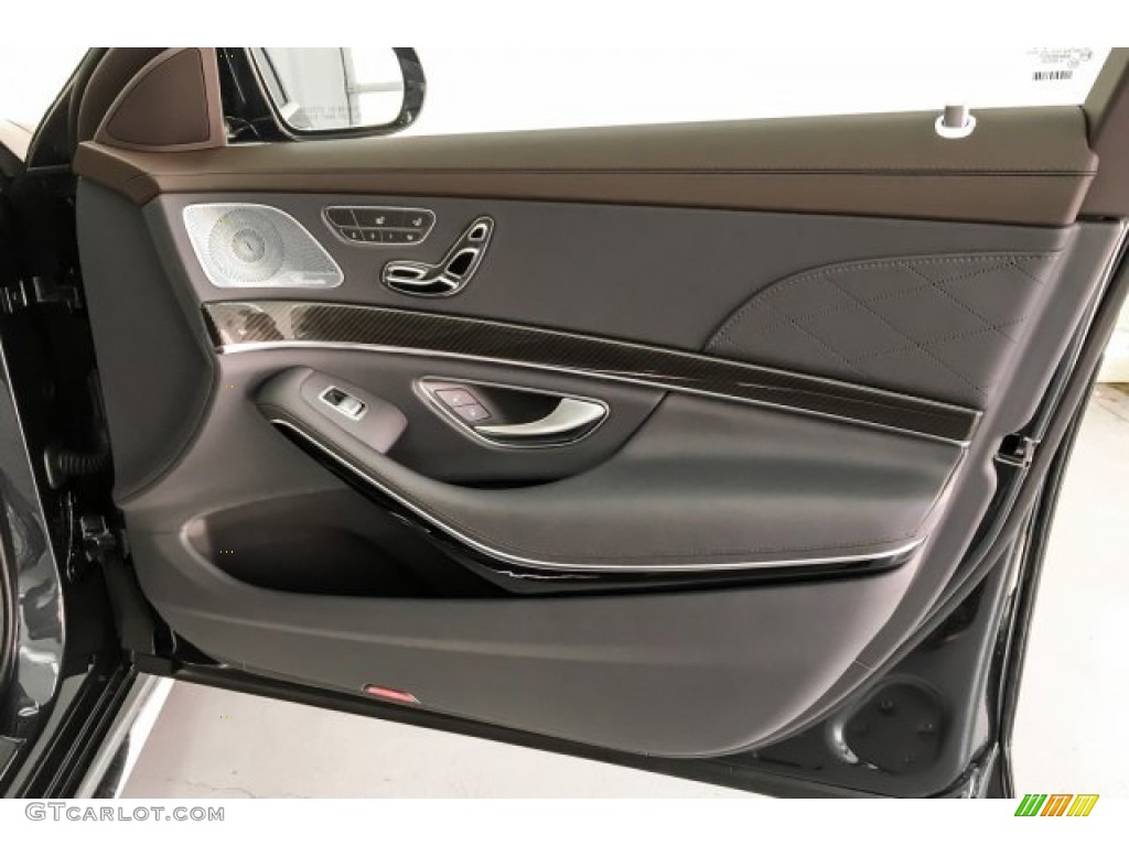 2019 Mercedes-Benz S AMG 63 4Matic Sedan Magma Grey/Espresso Brown Door Panel Photo #131573746