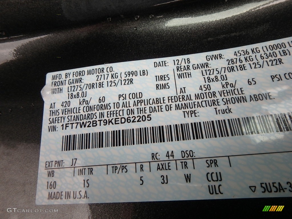 2019 F250 Super Duty Color Code J7 for Magnetic Photo #131612563