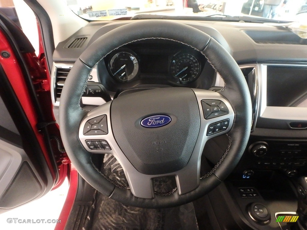 2019 Ford Ranger XLT SuperCrew 4x4 Ebony Steering Wheel Photo #131613013