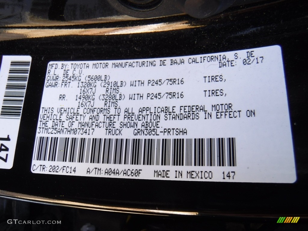 2017 Tacoma SR5 Double Cab 4x4 - Black / Cement Gray photo #26