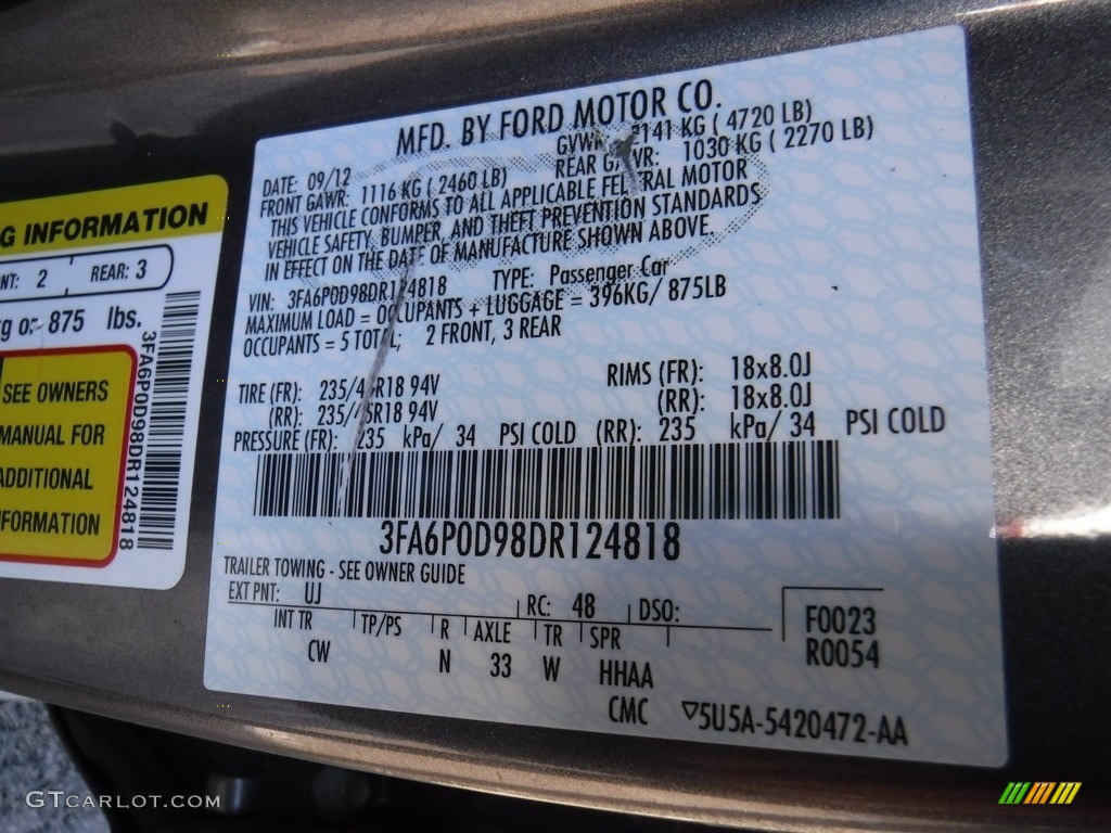 2013 Fusion Titanium AWD - Sterling Gray Metallic / Charcoal Black photo #24