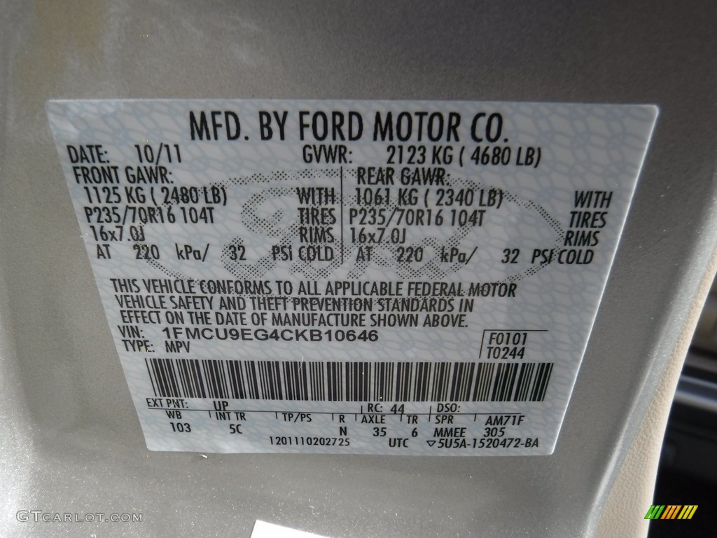 2012 Escape Limited V6 4WD - Gold Leaf Metallic / Camel photo #27