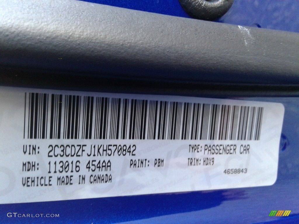 2019 Dodge Challenger R/T Scat Pack Color Code Photos