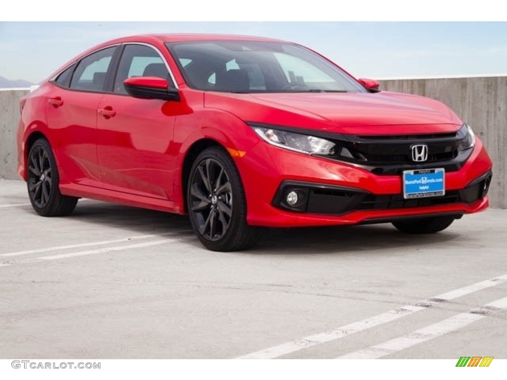 2019 Civic Sport Sedan - Rallye Red / Black photo #1