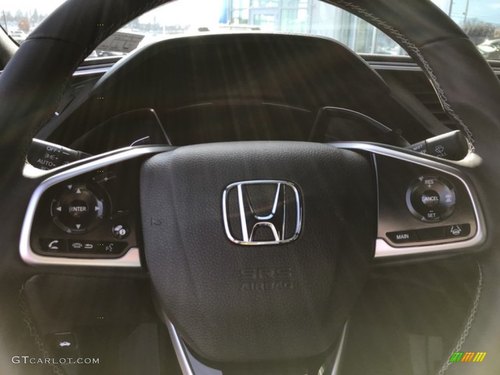 2019 Honda Civic Sport Coupe Black Steering Wheel Photo #131646592