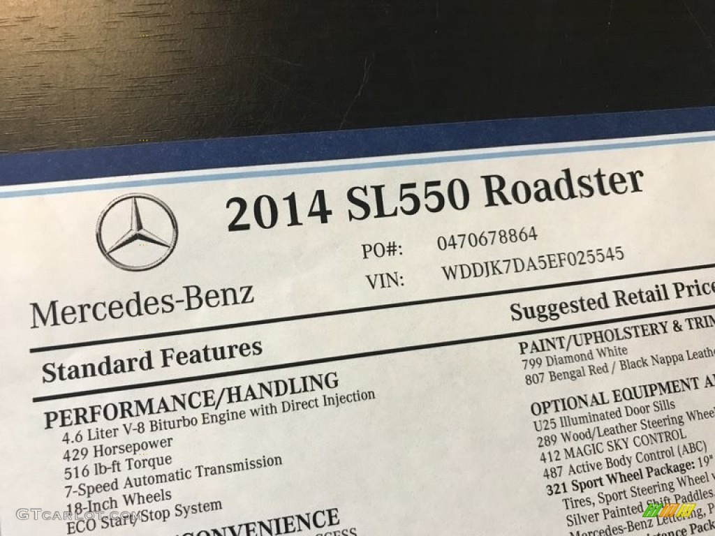 2014 SL 550 Roadster - Diamond White Metallic / Red/Black photo #119