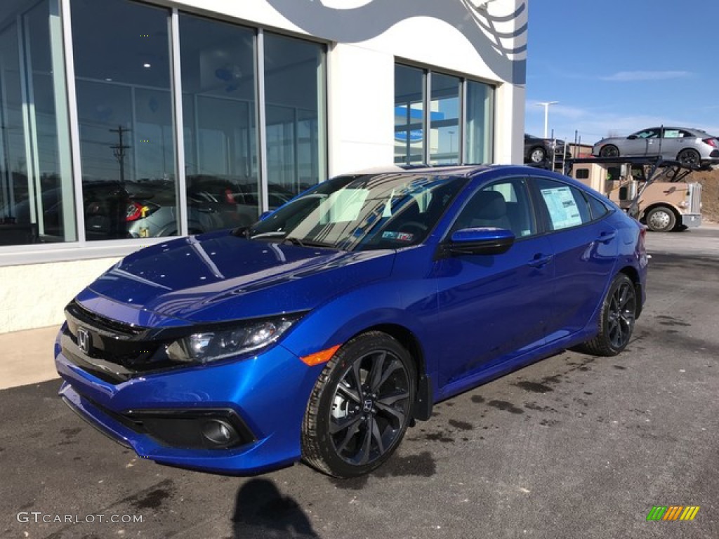 2019 Civic Sport Sedan - Agean Blue Metallic / Black photo #3