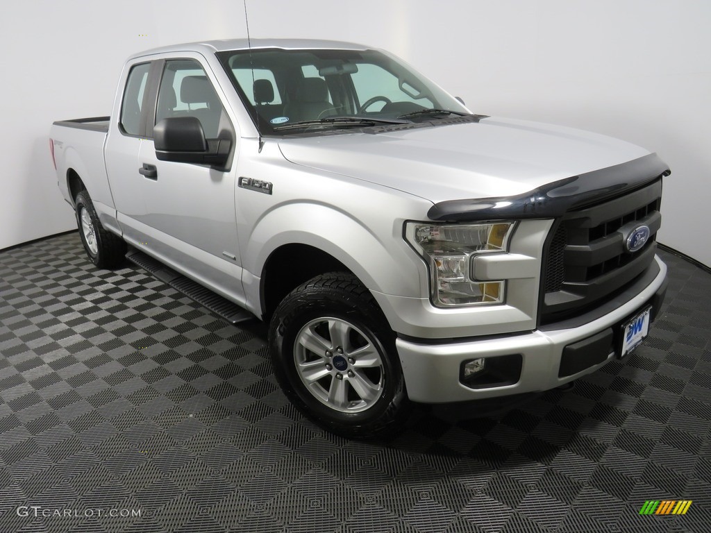 2015 F150 XL SuperCab 4x4 - Ingot Silver Metallic / Medium Earth Gray photo #3