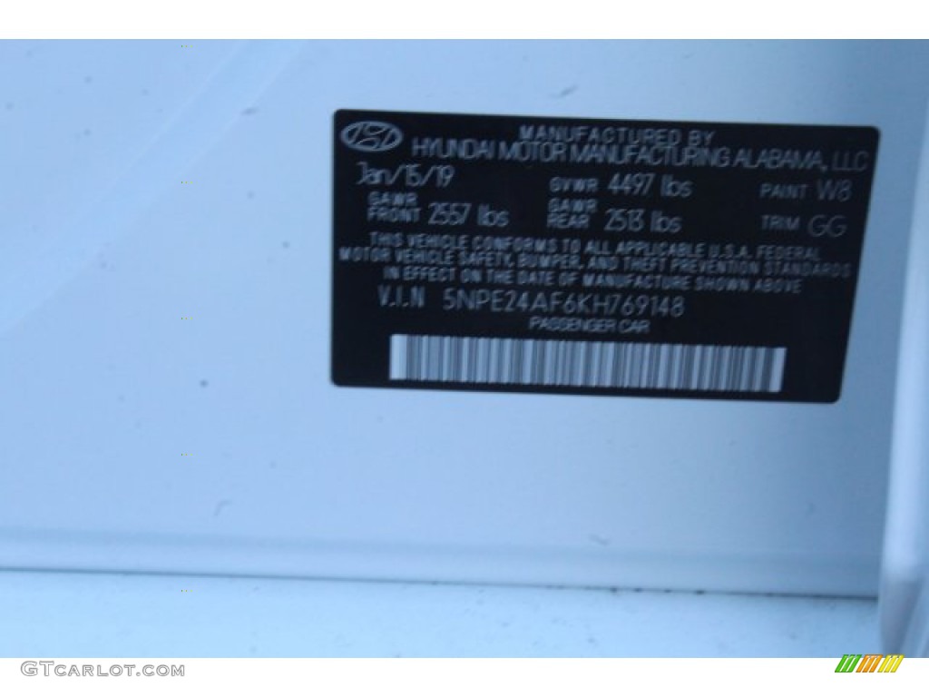 2019 Sonata SE - Quartz White Pearl / Gray photo #22