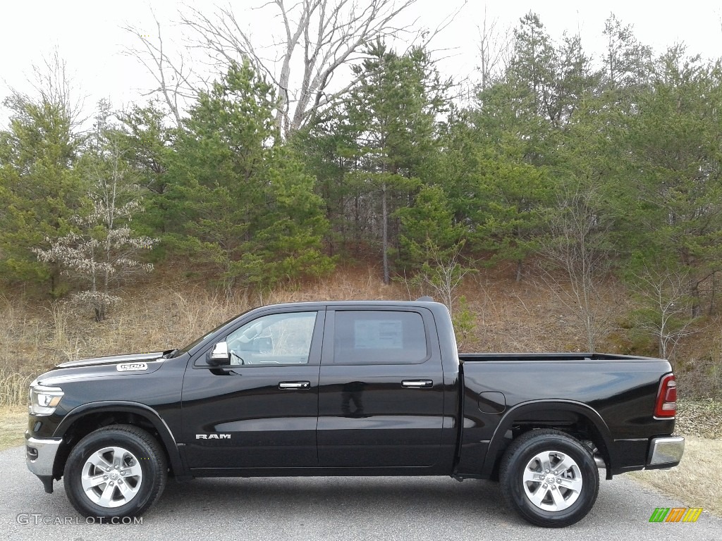 2019 1500 Laramie Crew Cab 4x4 - Diamond Black Crystal Pearl / Black photo #1