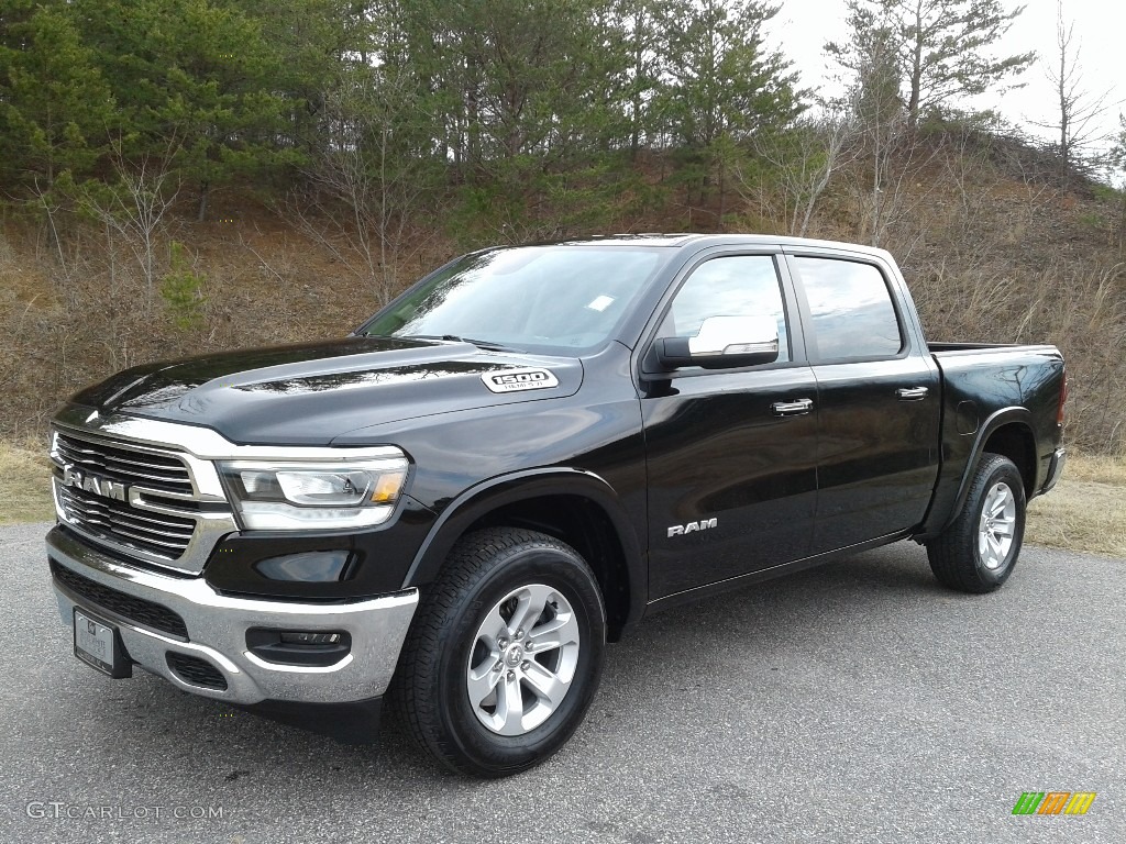 2019 1500 Laramie Crew Cab 4x4 - Diamond Black Crystal Pearl / Black photo #2