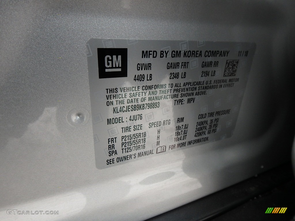 2019 Encore Preferred AWD - Quicksilver Metallic / Ebony photo #16