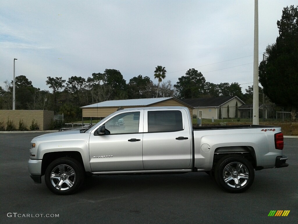 2018 Silverado 1500 Custom Crew Cab 4x4 - Silver Ice Metallic / Dark Ash/Jet Black photo #2