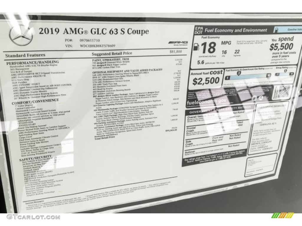 2019 Mercedes-Benz GLC AMG 63 S 4Matic Coupe Window Sticker Photos