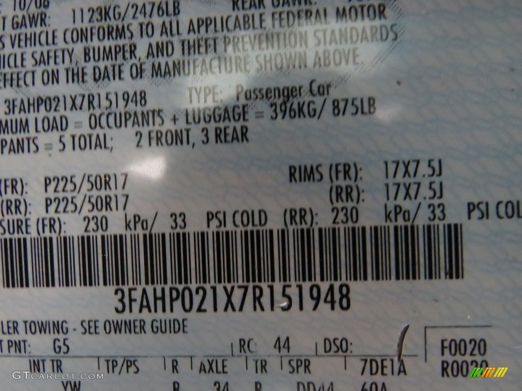 2007 Fusion SEL V6 AWD - Tungsten Grey Metallic / Charcoal Black photo #41