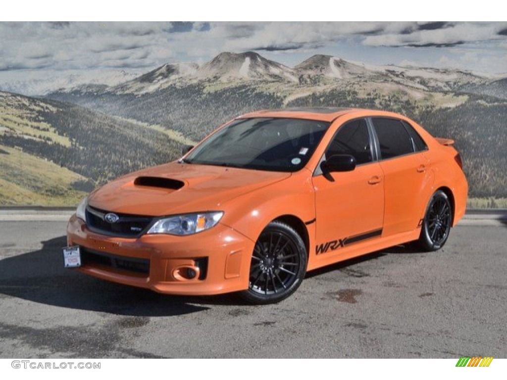 2013 Impreza WRX Premium 4 Door - Tangerine Orange Pearl / WRX Carbon Black photo #5