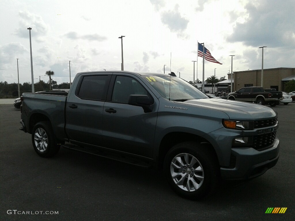 2019 Silverado 1500 Custom Crew Cab 4WD - Satin Steel Metallic / Jet Black photo #7