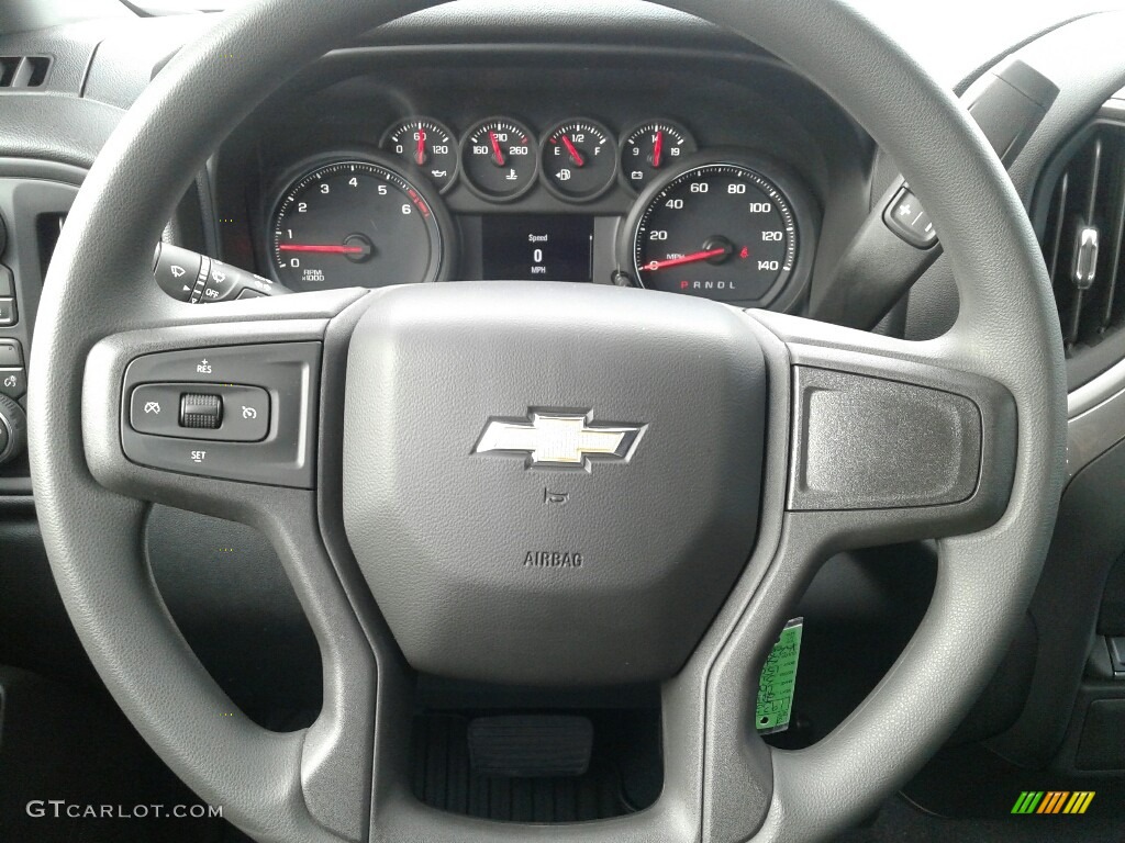 2019 Chevrolet Silverado 1500 Custom Crew Cab 4WD Jet Black Steering Wheel Photo #131718797
