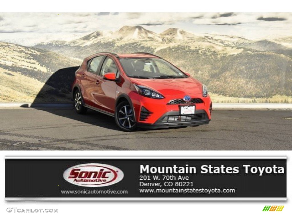 2019 Prius c LE - Absolutely Red / Gray/Black Two Tone photo #1