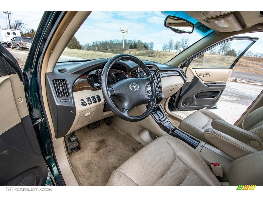 2002 Highlander V6 4WD - Electric Green Mica / Ivory photo #20