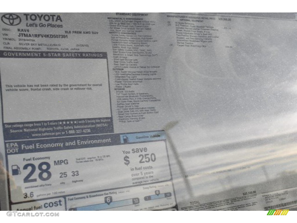 2019 RAV4 XLE AWD - Silver Sky Metallic / Light Gray photo #38