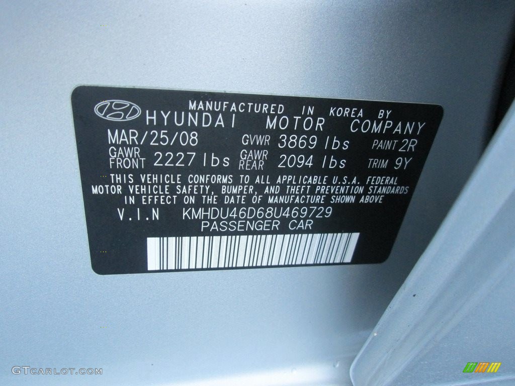 2008 Elantra GLS Sedan - QuickSilver Metallic / Gray photo #28