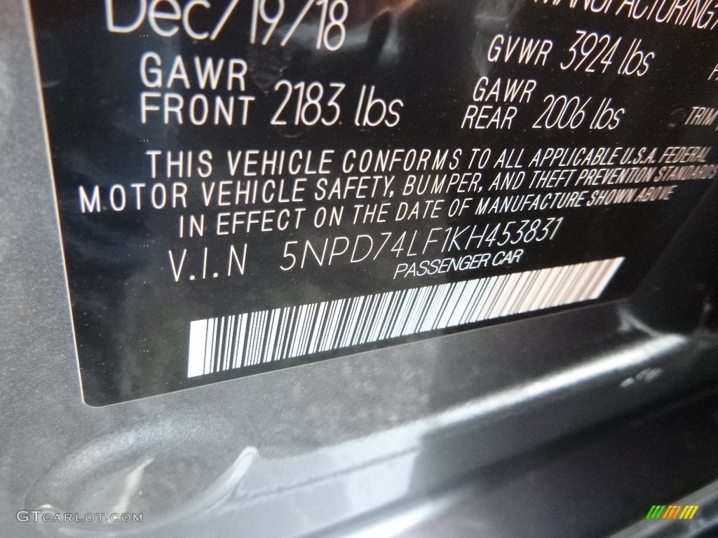 2019 Elantra SE - Machine Gray / Gray photo #12