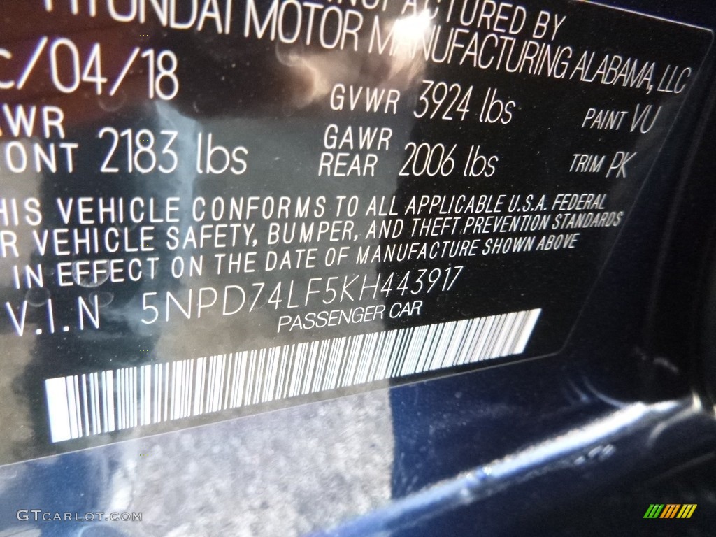 2019 Elantra SE - Lakeside Blue / Gray photo #13