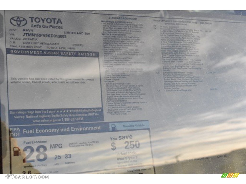 2019 RAV4 Limited AWD - Silver Sky Metallic / Light Gray photo #38