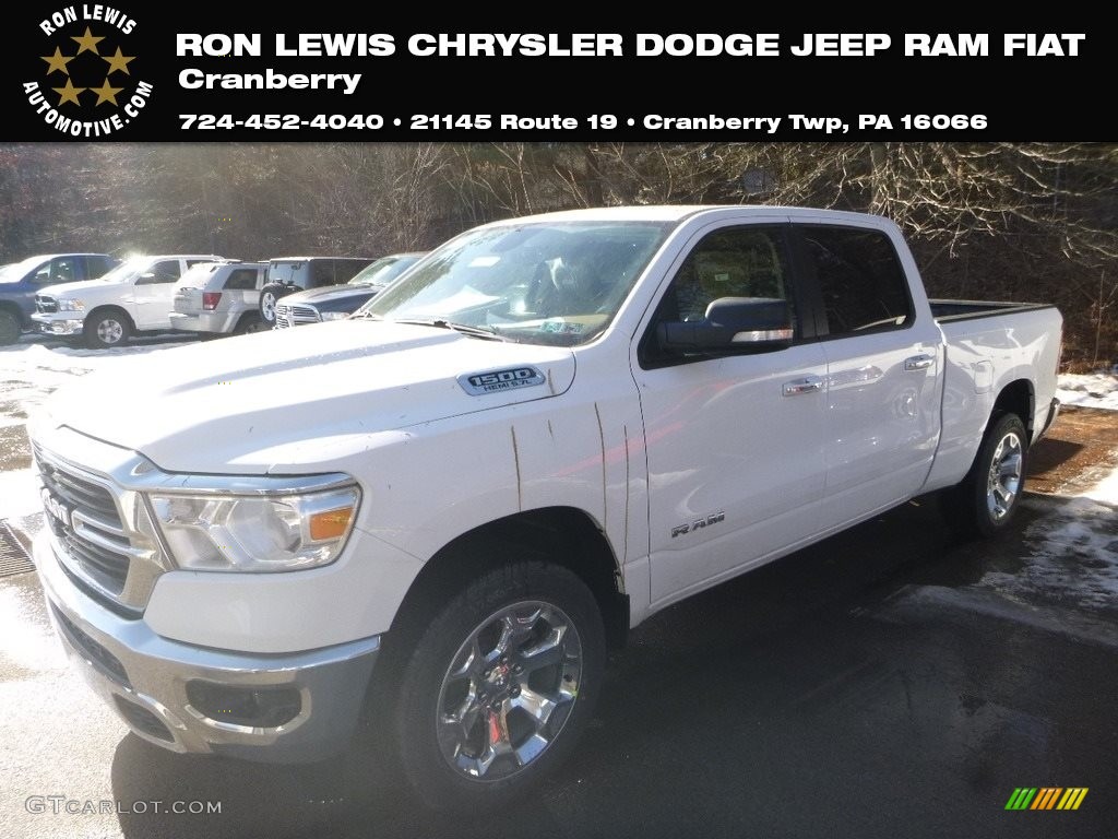 2019 1500 Big Horn Crew Cab 4x4 - Bright White / Black/Light Mountain Brown photo #1