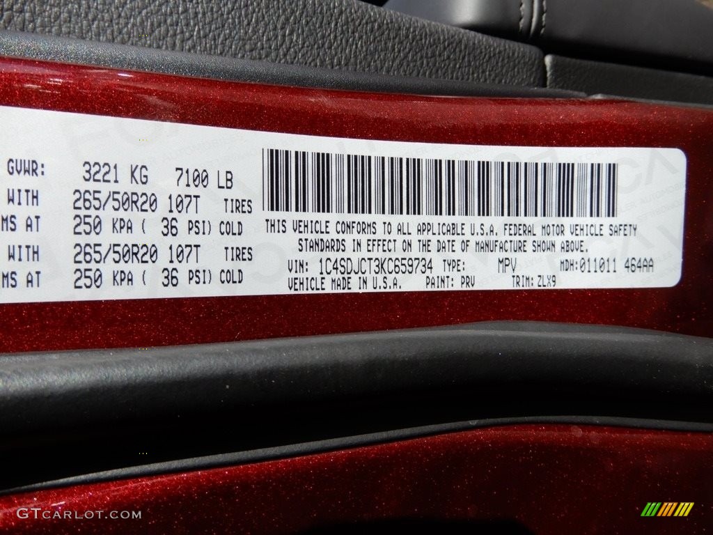 2019 Durango Color Code PRV for Octane Red Pearl Photo #131767331
