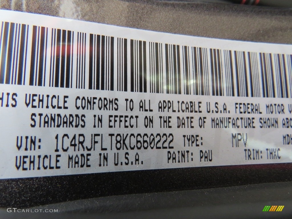 2019 Grand Cherokee Color Code PAU for Granite Crystal Metallic Photo #131767919