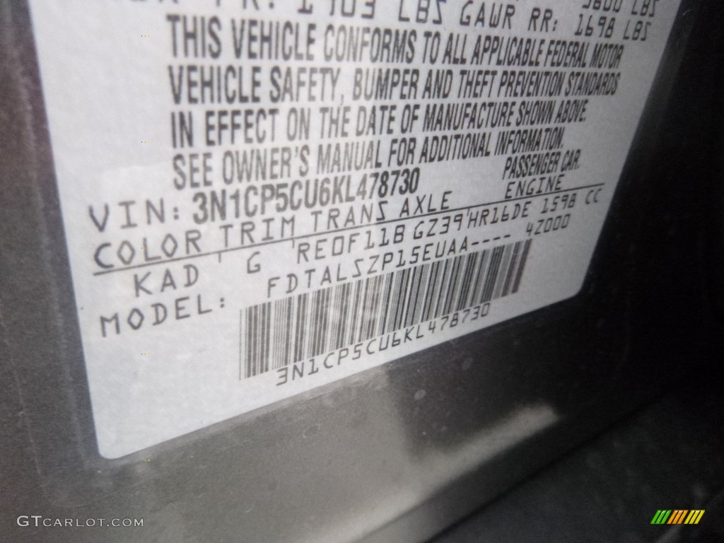 2019 Nissan Kicks SV Color Code Photos