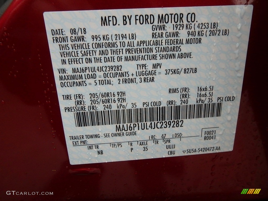 2018 EcoSport SE 4WD - Ruby Red / Ebony Black photo #14