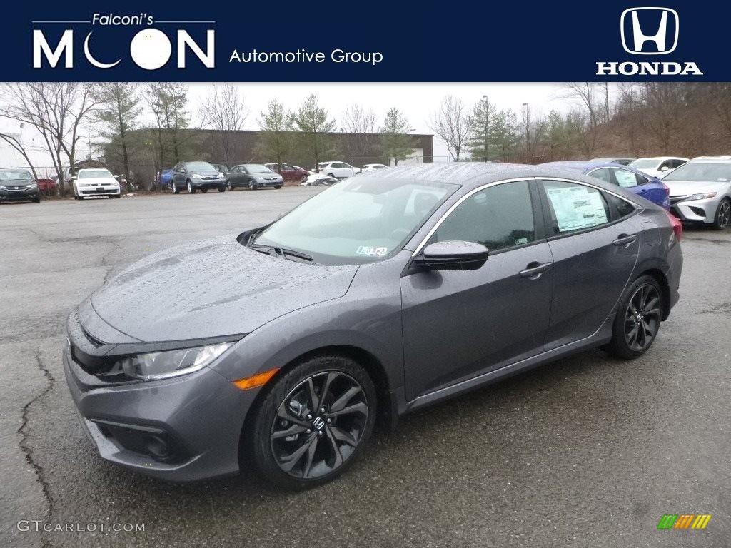 2019 Civic Sport Sedan - Modern Steel Metallic / Black photo #1