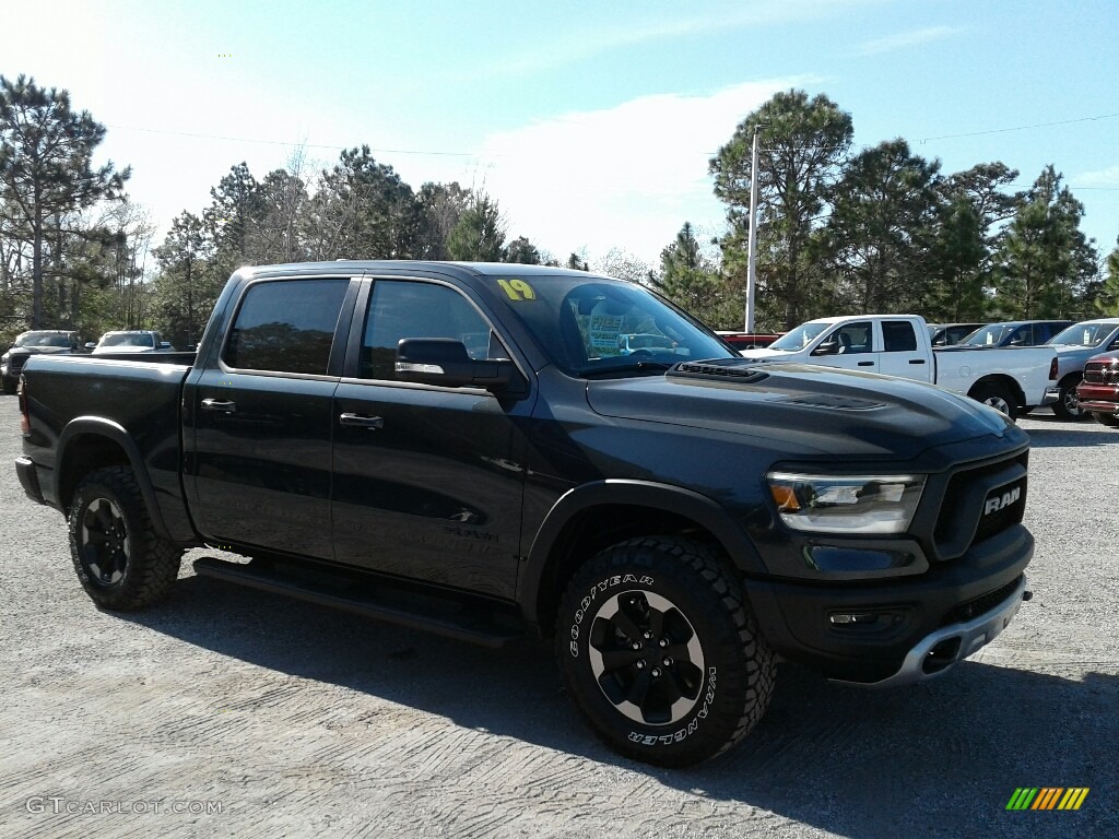 2019 1500 Rebel Crew Cab 4x4 - Maximum Steel Metallic / Black/Red photo #7