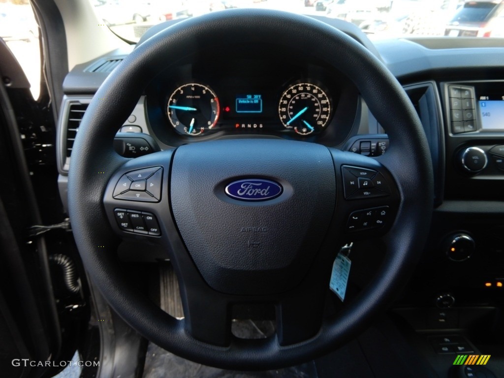 2019 Ford Ranger STX SuperCrew 4x4 Ebony Steering Wheel Photo #131827116